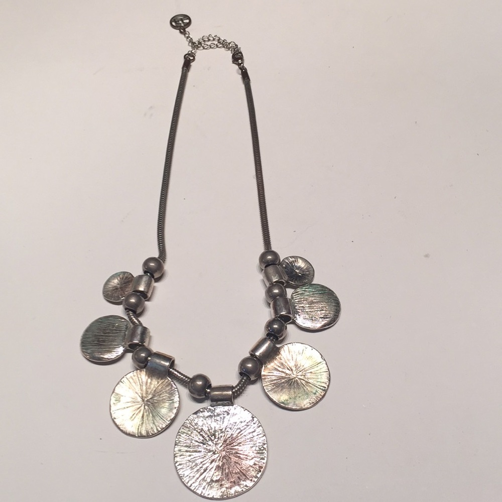 EL Silver Discs Beads &Heavy chain chunky Necklace - Picture 4 of 8